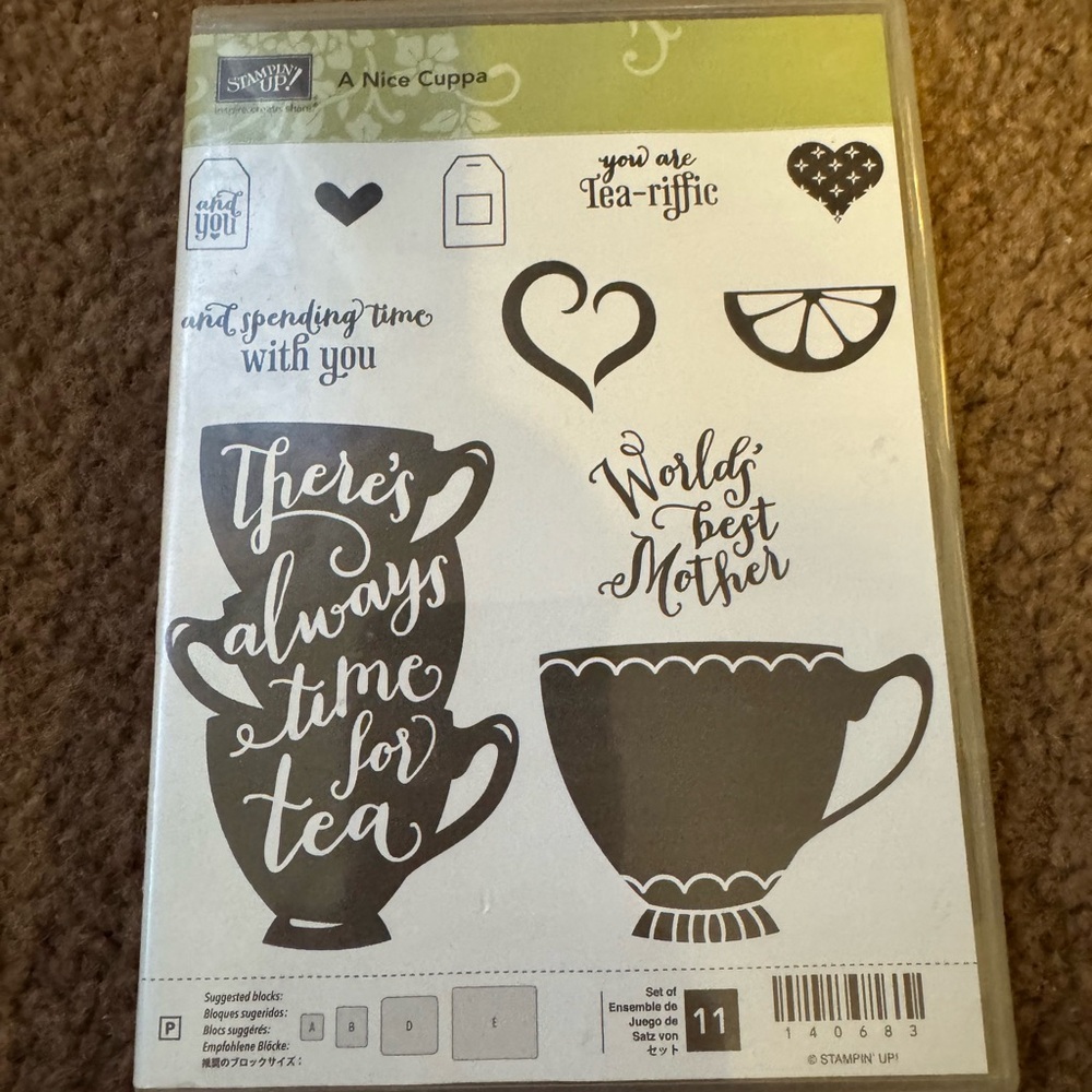 Stampin' Up! Black Tea Cup & Sentiment Clear Stamp Set